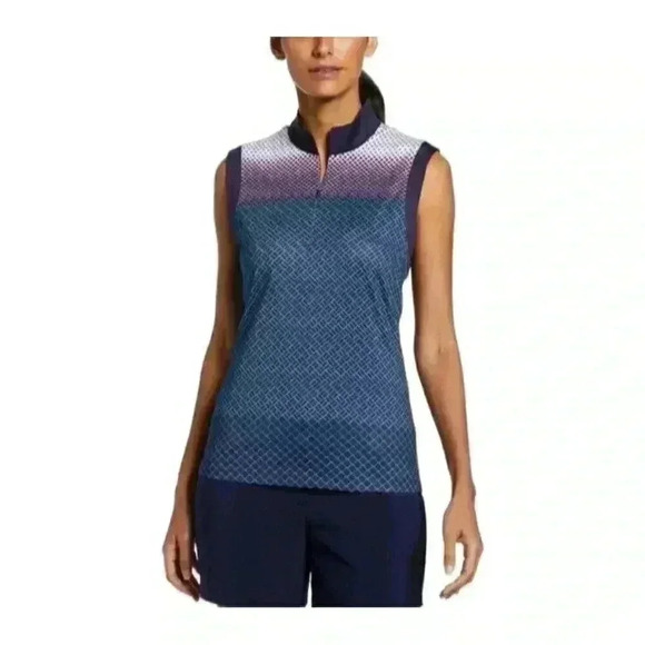 Callaway Women Sleeveless Golf Top MEDIUM Blue 1/4 Zip Athletic OptiDry Colorful - Picture 1 of 7